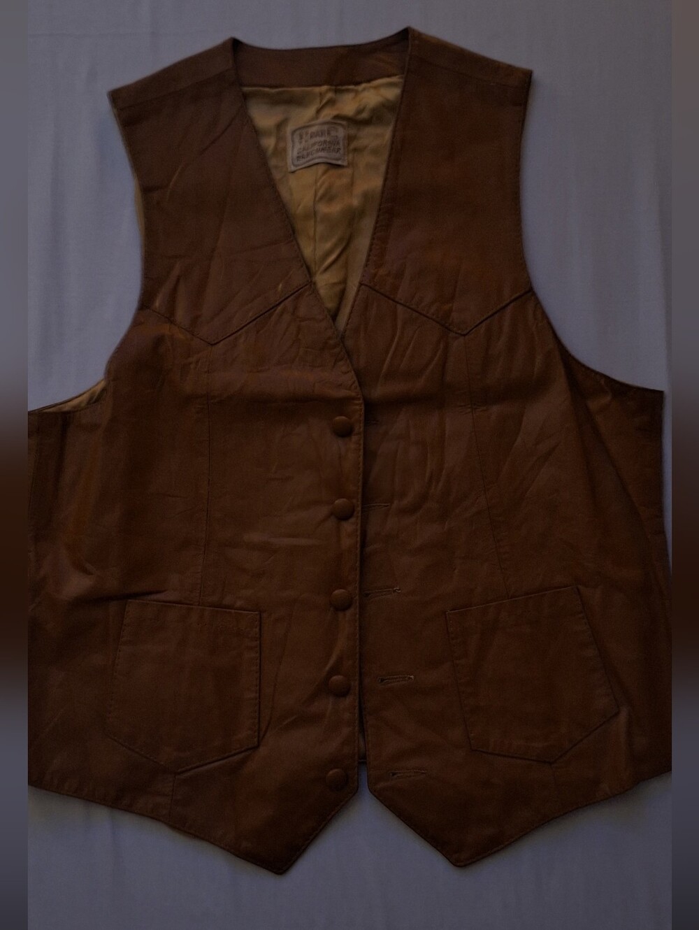 Vintage Classic Brown Genuine Leather Vest - Unbranded Men’s Waistcoat